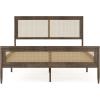 imageMartha Stewart Jax Platform Bed with Rattan Headboard and Footboard Solid Wood Frame Wooden Support Slats No Box Spring Needed Queen Size Brown GrayBrown Gray