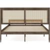 imageMartha Stewart Jax Platform Bed with Rattan Headboard and Footboard Solid Wood Frame Wooden Support Slats No Box Spring Needed Queen Size Brown GrayBrown Gray