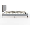imageMartha Stewart Jett Platform Bed with Headboard Fabric Upholstered Inset Headboard and Base Solid Wood Frame No Box Spring Needed King Dark BrownBeigeGray FabricBrown Gray Frame