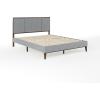 imageMartha Stewart Jett Platform Bed with Headboard Fabric Upholstered Inset Headboard and Base Solid Wood Frame No Box Spring Needed King Dark BrownBeigeGray FabricBrown Gray Frame