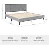 imageMartha Stewart Jett Platform Bed with Headboard Fabric Upholstered Inset Headboard and Base Solid Wood Frame No Box Spring Needed King Dark BrownBeigeGray FabricBrown Gray Frame