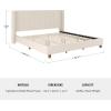imageMartha Stewart Kay Low Profile Platform Bed with Wingback Headboard Channel Stitched Faux Linen Upholstery No Box Spring Needed Queen BeigeBeige FabricWalnut Legs