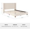 imageMartha Stewart Kay Low Profile Platform Bed with Wingback Headboard Channel Stitched Faux Linen Upholstery No Box Spring Needed Queen BeigeBeige FabricWalnut Legs