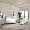 imageMartha Stewart Kay Low Profile Platform Bed with Wingback Headboard Channel Stitched Faux Linen Upholstery No Box Spring Needed Queen BeigeBeige FabricWalnut Legs