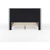 imageMartha Stewart Kay Low Profile Platform Bed with Wingback Headboard Channel Stitched Faux Linen Upholstery No Box Spring Needed Queen BeigeGray FabricBlack Legs