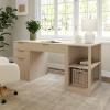 imageMartha Stewart Kayden Home Office Modular Desk with Drawer 2 Tier Shelf and File Cabinet in Light Natural with Brushed Gold Hardware