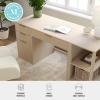 imageMartha Stewart Kayden Home Office Modular Desk with Drawer 2 Tier Shelf and File Cabinet in Light Natural with Brushed Gold Hardware