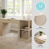 imageMartha Stewart Kayden Home Office Modular Desk with Drawer 2 Tier Shelf and File Cabinet in Light Natural with Brushed Gold Hardware