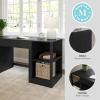 imageMartha Stewart Kayden Home Office Modular Desk with Drawer and Dual 2 Tier Shelves in Black with Oil Rubbed Bronze Hardware