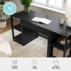 imageMartha Stewart Kayden Home Office Modular Desk with Drawer and Dual 2 Tier Shelves in Black with Oil Rubbed Bronze Hardware