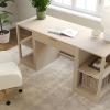 imageMartha Stewart Kayden Home Office Modular Desk with Drawer and Dual 2 Tier Shelves in Light Natural with Brushed Gold Hardware