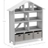 imageMartha Stewart Kids Deluxe Dollhouse Bookcase  Gray Kids Wooden Bookshelf and Tall Book Shelf Organizer with Toy Storage  Toddler Book Rack  Dollhouse Bookshelf  Playroom or Bedroom StorageGrey