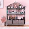 imageMartha Stewart Kids Deluxe Dollhouse Bookcase  Gray Kids Wooden Bookshelf and Tall Book Shelf Organizer with Toy Storage  Toddler Book Rack  Dollhouse Bookshelf  Playroom or Bedroom StorageGrey