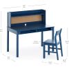 imageMartha Stewart Kids Desk with Hutch and Chair by Guidecraft  Creamy White Wooden Study Table with Storage and Corkboard  Bedroom Furniture Set Desk and Chair Set Ages 512Navy