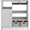 imageMartha Stewart Kids Media System Gray  43 Inch Wooden Cubby Storage Organizer Bookcase with Fabric Bins for Bedroom and PlayroomGrey