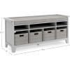 imageMartha Stewart Kids Storage Bench Gray Wooden Toy and Book Organizer with Shelves Builtin Cushion and Fabric Bins for Playroom and BedroomGrey