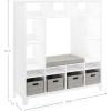 imageMartha Stewart Kids Storage System  Linen White Wood Bookshelf Cubby with Seat Cushion Shelves and Storage Bins Reading Nook Bookcase and Kids Room Storage BenchLinen White