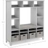 imageMartha Stewart Kids Storage System  Linen White Wood Bookshelf Cubby with Seat Cushion Shelves and Storage Bins Reading Nook Bookcase and Kids Room Storage BenchGrey