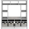 imageMartha Stewart Kids Storage System  Linen White Wood Bookshelf Cubby with Seat Cushion Shelves and Storage Bins Reading Nook Bookcase and Kids Room Storage BenchGrey