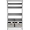 imageMartha Stewart Kids Tall Bookcase Gray  48 Inch Wooden Storage Organizer Cubby with Fabric Bins for Playroom and BedroomGrey
