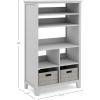 imageMartha Stewart Kids Tall Bookcase Gray  48 Inch Wooden Storage Organizer Cubby with Fabric Bins for Playroom and BedroomGrey