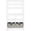 imageMartha Stewart Kids Tall Bookcase Gray  48 Inch Wooden Storage Organizer Cubby with Fabric Bins for Playroom and BedroomLinen White