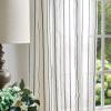 imageMartha Stewart Laguna Stripe SemiSheer Tie Tab Window Curtain Panel Pair 95 GreyNavy