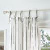 imageMartha Stewart Laguna Stripe SemiSheer Tie Tab Window Curtain Panel Pair 95 GreyNavy