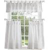 imageMartha Stewart Laguna Stripe SemiSheer Tie Tab Window Curtain Valance and Tiers Set GreyMocha