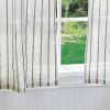 imageMartha Stewart Laguna Stripe SemiSheer Tie Tab Window Curtain Valance and Tiers Set GreyNavy