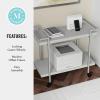 imageMartha Stewart Liam 2Tier Mobile Office Storage and Printer Cart in Walnut with Polished Brass FrameGrayBrushed Nickel Frame