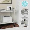 imageMartha Stewart Liam 2Tier Mobile Office Storage and Printer Cart in Walnut with Polished Brass FrameGrayBrushed Nickel Frame