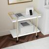 imageMartha Stewart Liam 2Tier Mobile Office Storage and Printer Cart in Walnut with Polished Brass FrameWhitePolished Brass Frame