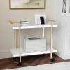 imageMartha Stewart Liam 2Tier Mobile Office Storage and Printer Cart in Walnut with Polished Brass FrameWhitePolished Brass Frame