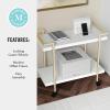 imageMartha Stewart Liam 2Tier Mobile Office Storage and Printer Cart in Walnut with Polished Brass FrameWhitePolished Brass Frame