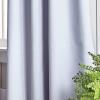 imageMartha Stewart Lido Linen Blackout Foam Lined Rod PocketBack Tab Window Curtain Panel Pair 95quot WhiteGrey