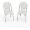 imageMartha Stewart Lily Pond IndoorOutdoor Stackable Bistro Chairs with Natural Woodgrain Aluminum Frame Finish BlackWhite Woven Rattan BackrestsSeats Set of 2Gray  WhiteGray Frame