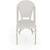 imageMartha Stewart Lily Pond IndoorOutdoor Stackable Bistro Chairs with Natural Woodgrain Aluminum Frame Finish BlackWhite Woven Rattan BackrestsSeats Set of 2Gray  WhiteGray Frame