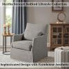 imageMartha Stewart London Swivel Chair  Solid Wood ampamp Plywood Skirted Metal Base Accent Armchair Lumbar Pillow Modern Classic Family Room Sofa Furniture Bedroom Lounge 28quotX315quotX3525quot Light BlueGrey