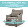 imageMartha Stewart London Swivel Chair  Solid Wood ampamp Plywood Skirted Metal Base Accent Armchair Lumbar Pillow Modern Classic Family Room Sofa Furniture Bedroom Lounge 28quotX315quotX3525quot Light BlueTan Multi