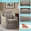 imageMartha Stewart London Swivel Chair  Solid Wood ampamp Plywood Skirted Metal Base Accent Armchair Lumbar Pillow Modern Classic Family Room Sofa Furniture Bedroom Lounge 28quotX315quotX3525quot Light BlueTan Multi