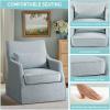 imageMartha Stewart London Swivel Chair  Solid Wood ampamp Plywood Skirted Metal Base Accent Armchair Lumbar Pillow Modern Classic Family Room Sofa Furniture Bedroom Lounge 28quotX315quotX3525quot GreyLight Blue