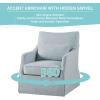 imageMartha Stewart London Swivel Chair  Solid Wood ampamp Plywood Skirted Metal Base Accent Armchair Lumbar Pillow Modern Classic Family Room Sofa Furniture Bedroom Lounge 28quotX315quotX3525quot GreyLight Blue