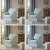 imageMartha Stewart London Swivel Chair  Solid Wood ampamp Plywood Skirted Metal Base Accent Armchair Lumbar Pillow Modern Classic Family Room Sofa Furniture Bedroom Lounge 28quotX315quotX3525quot GreyLight Blue