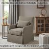 imageMartha Stewart London Swivel Chair  Solid Wood ampamp Plywood Skirted Metal Base Accent Armchair Lumbar Pillow Modern Classic Family Room Sofa Furniture Bedroom Lounge 28quotX315quotX3525quot Light BlueTan Multi