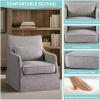 imageMartha Stewart London Swivel Chair  Solid Wood ampamp Plywood Skirted Metal Base Accent Armchair Lumbar Pillow Modern Classic Family Room Sofa Furniture Bedroom Lounge 28quotX315quotX3525quot GreyGrey
