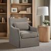 imageMartha Stewart London Swivel Chair  Solid Wood ampamp Plywood Skirted Metal Base Accent Armchair Lumbar Pillow Modern Classic Family Room Sofa Furniture Bedroom Lounge 28quotX315quotX3525quot GreyTan Multi