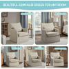imageMartha Stewart London Swivel Chair  Solid Wood ampamp Plywood Skirted Metal Base Accent Armchair Lumbar Pillow Modern Classic Family Room Sofa Furniture Bedroom Lounge 28quotX315quotX3525quot GreyLight Blue