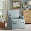 imageMartha Stewart London Swivel Chair  Solid Wood ampamp Plywood Skirted Metal Base Accent Armchair Lumbar Pillow Modern Classic Family Room Sofa Furniture Bedroom Lounge 28quotX315quotX3525quot Light BlueLight Blue