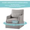 imageMartha Stewart London Swivel Chair  Solid Wood ampamp Plywood Skirted Metal Base Accent Armchair Lumbar Pillow Modern Classic Family Room Sofa Furniture Bedroom Lounge 28quotX315quotX3525quot GreyGrey